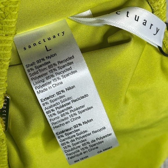 Sanctuary Sandbar Solids Seamed Bralette BikiniTop Women's Grellow Clasp Back - Picture 5 of 6